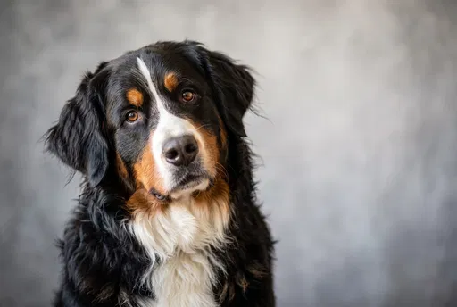 Curious Bernese Mountain Dog Studio Portrait