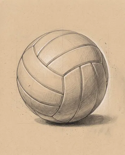 Academic Pencil Drawing of a Volleyball