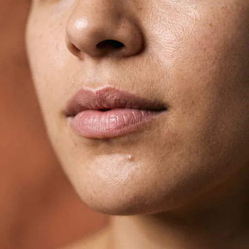 Macro Close-Up of Natural Lips and Skin