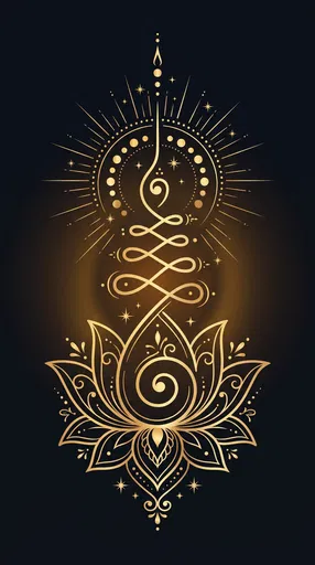 Gold Unalome and Lotus Symbol
