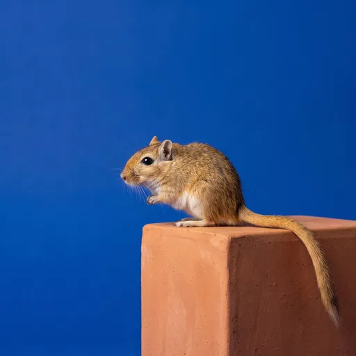 Golden Gerbil on Terracotta Block