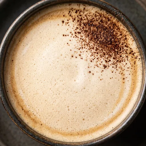 Overhead Cappuccino Foam With Cocoa Dusting