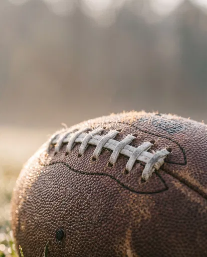 Close-Up of Weathered Leather Football