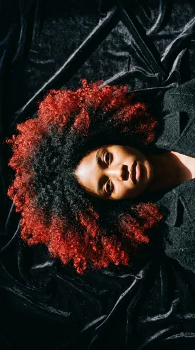 Overhead Portrait of Woman with Red Afro