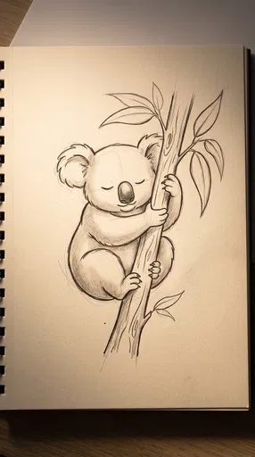 Pencil Sketch of Sleeping Cartoon Koala