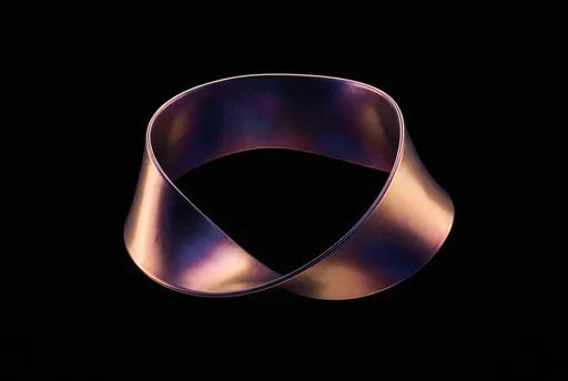 Iridescent Metallic Loop on Black Background