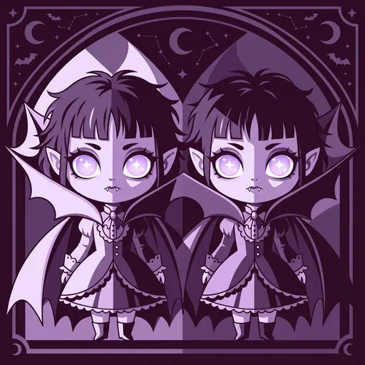 Gothic Chibi Vampire Twins Illustration