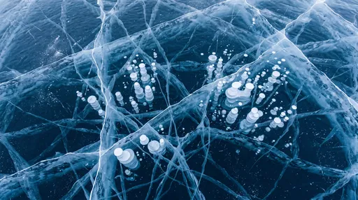 Deep Blue Ice With Trapped Methane Bubbles