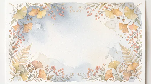 Watercolor Autumn Botanical Border Frame