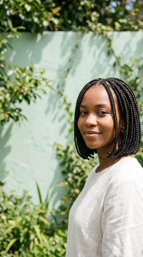 Woman With Braided Bob Outdoors