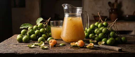 Mamoncillo Juice Pitcher and Fresh Quenepa Fruit