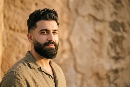 Portrait of Bearded Man with Fade Haircut