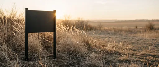Blank Black Sign in Sunset Field