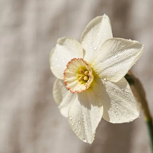 White Narcissus Flower Macro with Water Droplets