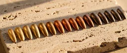 Metallic Gradient Nail Tips on Travertine