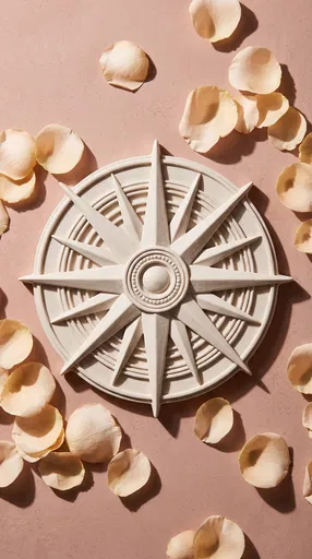 Porcelain Compass Rose With Scattered Petals