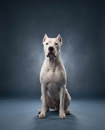 Dogo Argentino Sitting in Studio Portrait