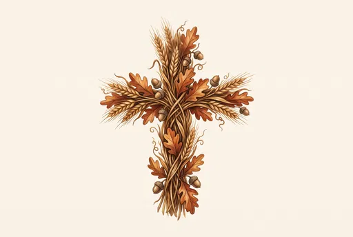 Autumn Harvest Wheat and Oak Cross