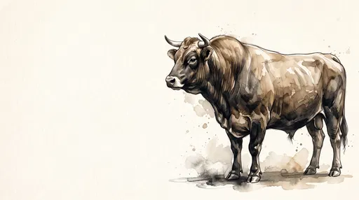 Sepia Watercolor Illustration of a Jersey Bull