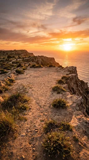 Coastal Cliff Plateau Clearing at Sunset