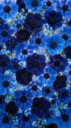 Blue Anemone and Forget-Me-Not Floral Background
