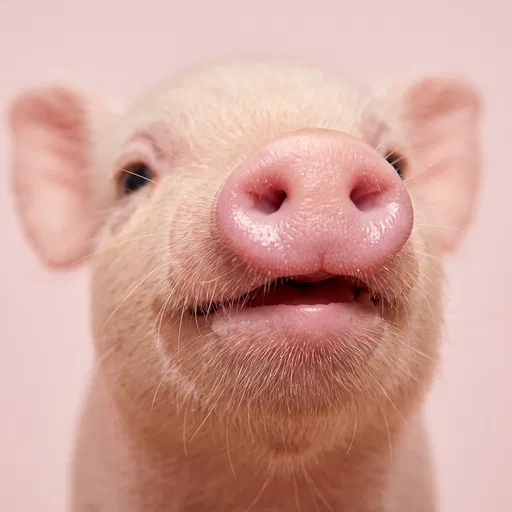 Close-Up of Smiling Baby Piglet Snout