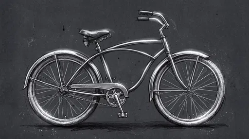Chalk Drawing of Classic Cruiser Bicycle