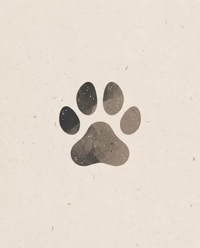 Minimalist Textured Canine Paw Print Illustration