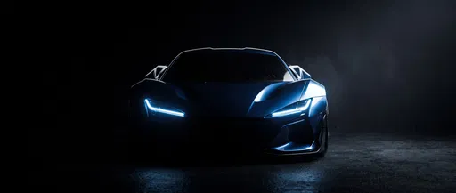 Futuristic Blue Supercar in Dark Studio