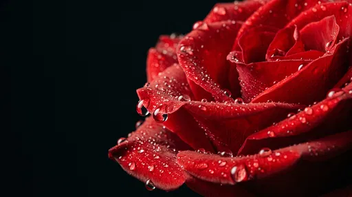 Macro Red Rose With Water Droplets