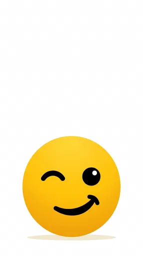 Yellow Winking Emoticon on White Background