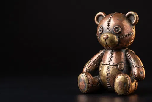 Metallic Copper Stitched Teddy Bear Figurine