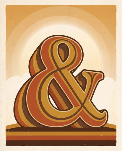 Retro 1970s Striped Ampersand Illustration