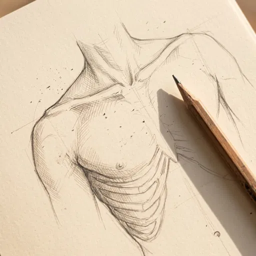 Graphite Torso Sketch With Wooden Pencil