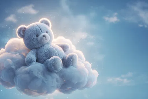 Blue Plush Teddy Bear on Cloud