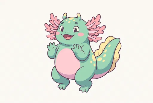 Cute Pastel Amphibious Monster Illustration