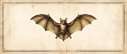 Vintage Sepia Etching of Outstretched Bat