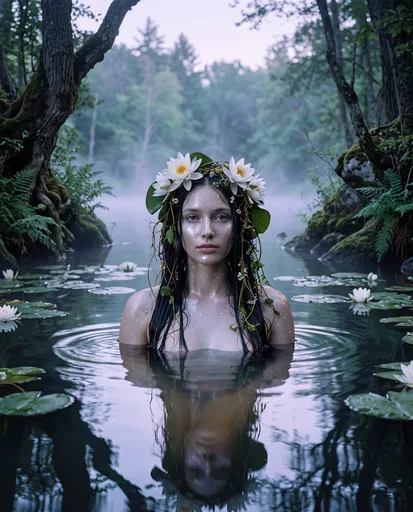 Naiad Water Nymph in Forest Pond