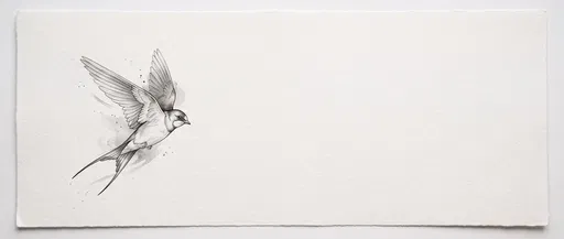 Fine Line Swallow Illustration on Paper