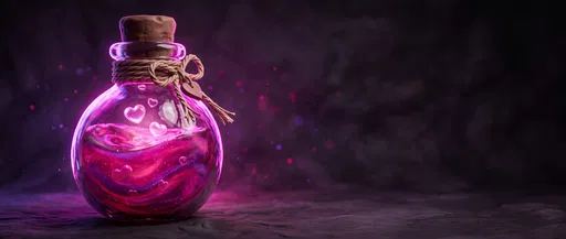 Glowing Magenta Love Potion Bottle