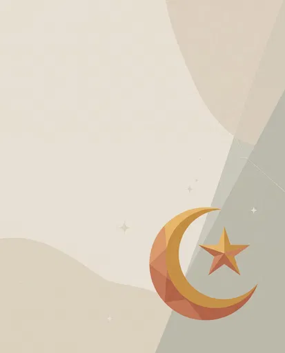 Faceted Crescent Moon and Star Illustration