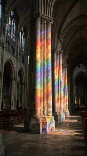 Rainbow Light on Gothic Cathedral Columns