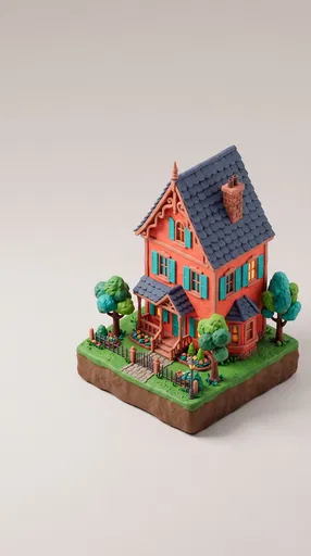 Clay Isometric Coral Victorian Townhouse