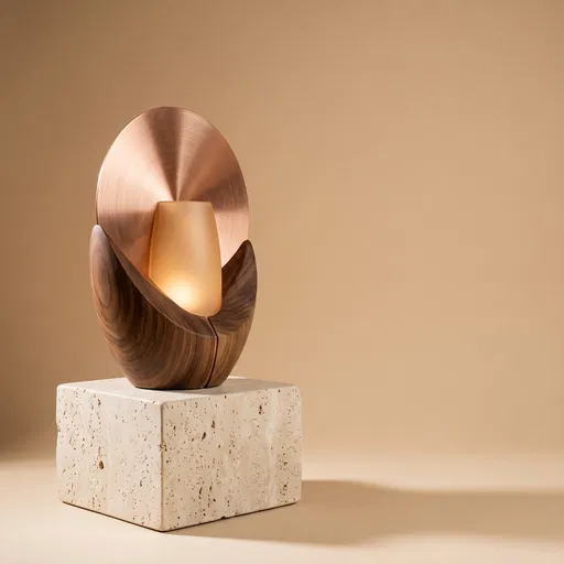 Modern Wood and Copper Ambient Sculpture