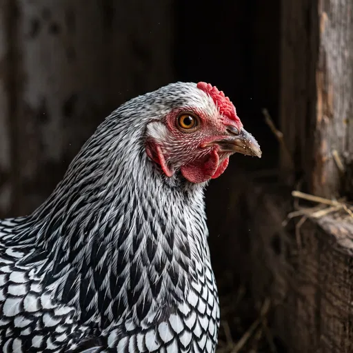 Silver Laced Wyandotte Hen Portrait
