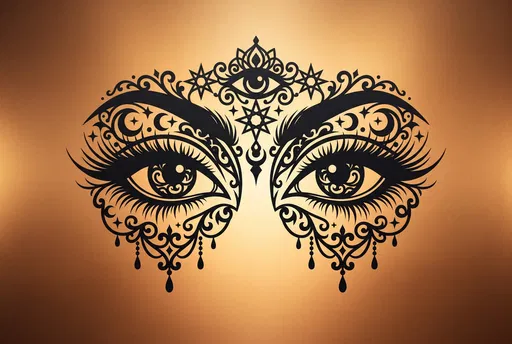 Ornate Mystical Eyes Black Silhouette