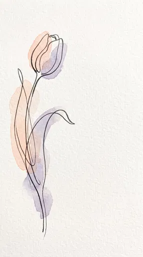 Minimalist Tulip Line Art With Watercolor