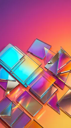 Iridescent Dichroic Glass Shapes on Gradient Background