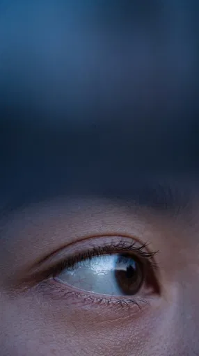 Macro Close-Up of Brown Eye Looking Sideways