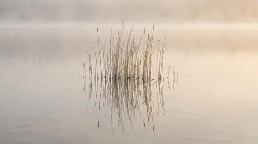 Marsh Reeds Reflected in Calm Water